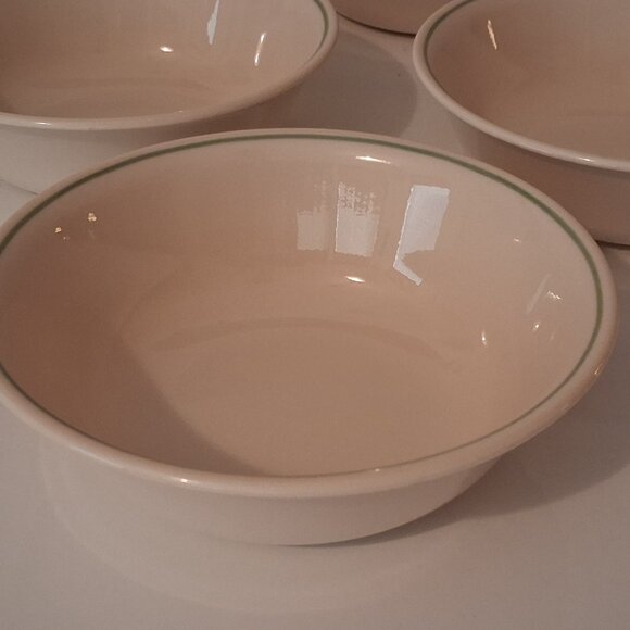 Corelle SANDSTONE with Green Stripe Set of 6 Soup/Cereal Bowls 6-1/4” - Picture 3 of 12